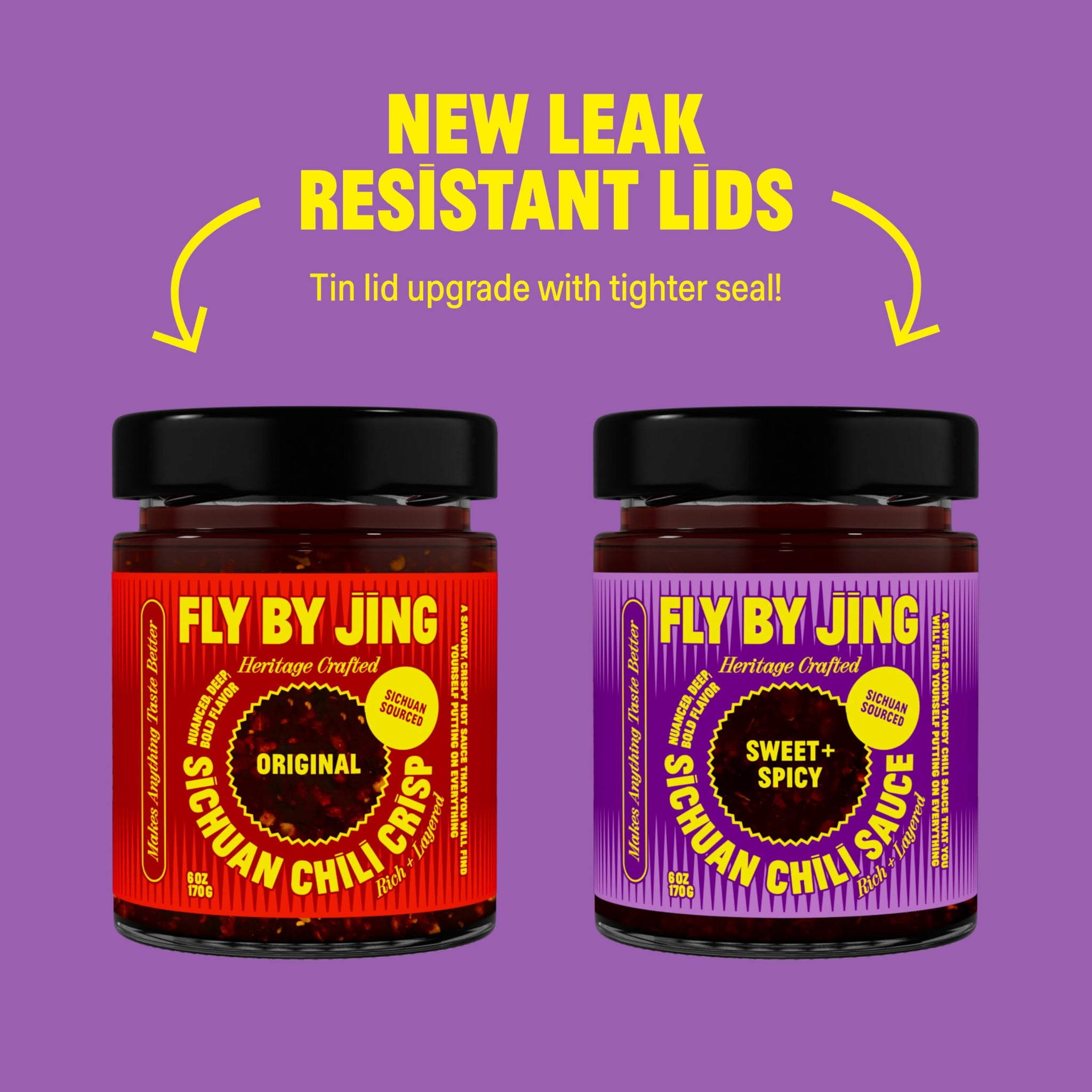 FLYBYJING Original & Sweet + Spicy Sichuan Chili Sauce Duo: Premium Chili Sauces Good on Noodles, Proteins, Veggies & Everything - Spicy, Savory