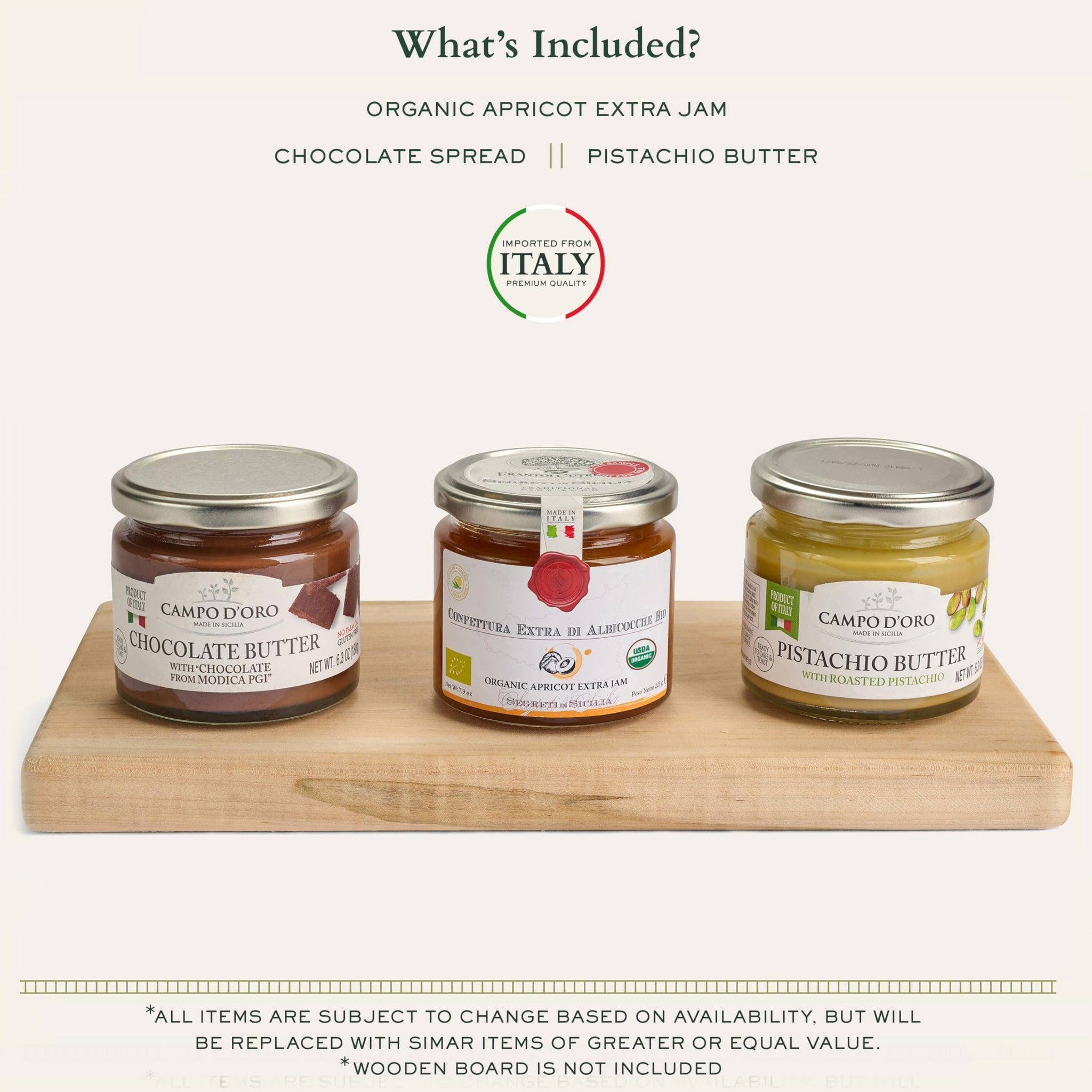 Mercato di Bellina Italian Spread & Jam Gift Set - Includes Apricot Jam, Pistachio Butter & Chocolate Spread Made in Italy, Ideal for Breakfast Gift