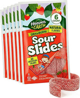 Heaven & Earth Strawberry Sour Slides Candy, 2.8 oz (6 Pack) | Sour Belts | Natural Flavors, No Artificial Colors | Made with Real Fruit Juice |