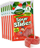 Heaven & Earth Strawberry Sour Slides Candy, 2.8 oz (6 Pack) | Sour Belts | Natural Flavors, No Artificial Colors | Made with Real Fruit Juice |