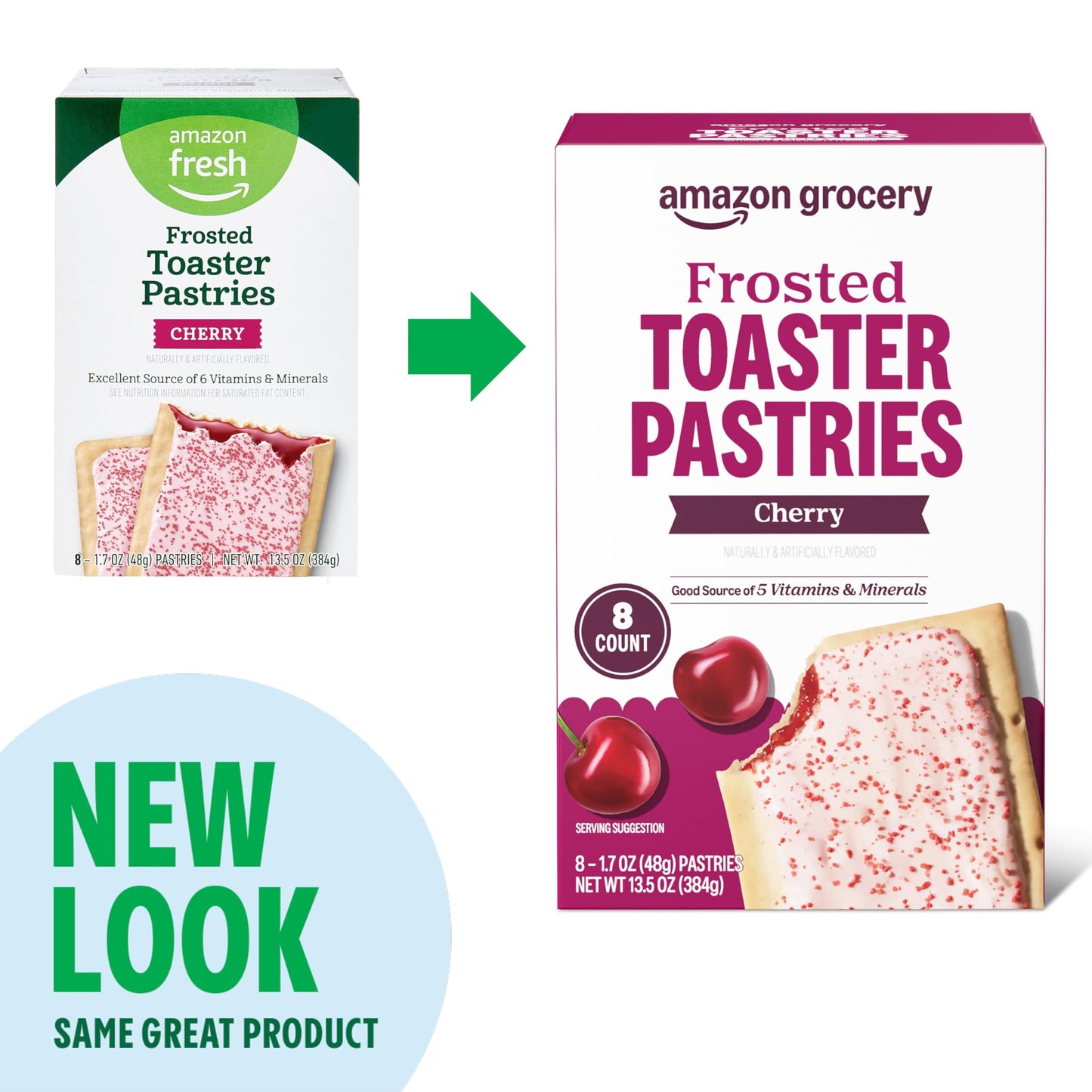 Amazon Grocery, Frosted Toaster Pastries, Cherry, 13.5 Oz, 8 Ct