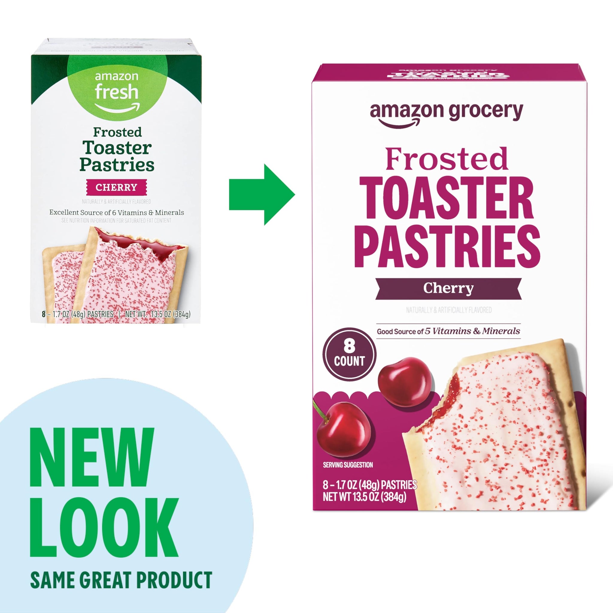Amazon Grocery, Frosted Toaster Pastries, Cherry, 13.5 Oz, 8 Ct