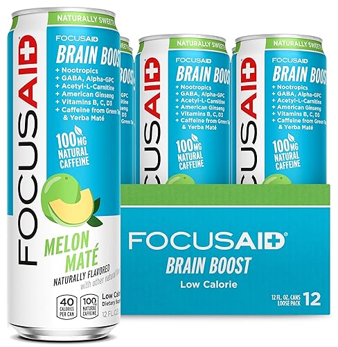 FOCUSAID Energy Blend, Brain Boosting Nootropics Drink, Alpha-GPC, GABA, B-Complex, Yerba Mate, Green Tea, 100% Clean, 100mg Natural Caffeine, 12-oz