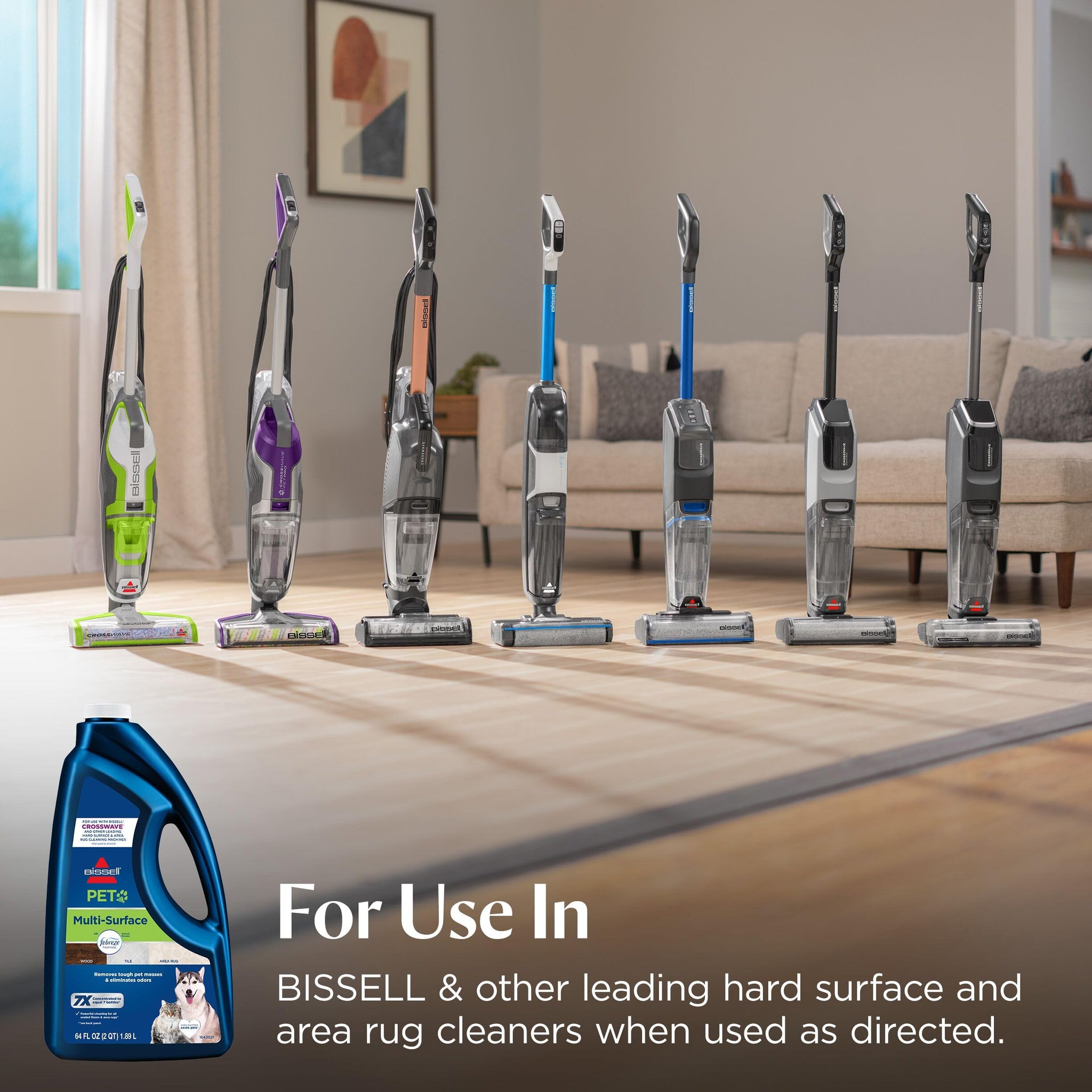 Bissell Multi-Surface Pet Formula with Febreze Freshness, 22951, 64 Fl Oz, Use on Sealed Hard Floors, and Area Rugs, Removes Tough Messes, Febreze
