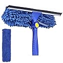 Kleen Handler 2-in-1 Window Squeegee Cleaning Combo, Glass Cleaner Tool for Commercial and Residential Use, 2 Reusable 12” Sleeves and 14” Blade