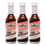 Adoboloco Hot Sauce FIYA! FIYA! (3-Pack) 5oz Sauce Extremely Hot Super Tasty Fiery Chili Pepper Sauce Blend