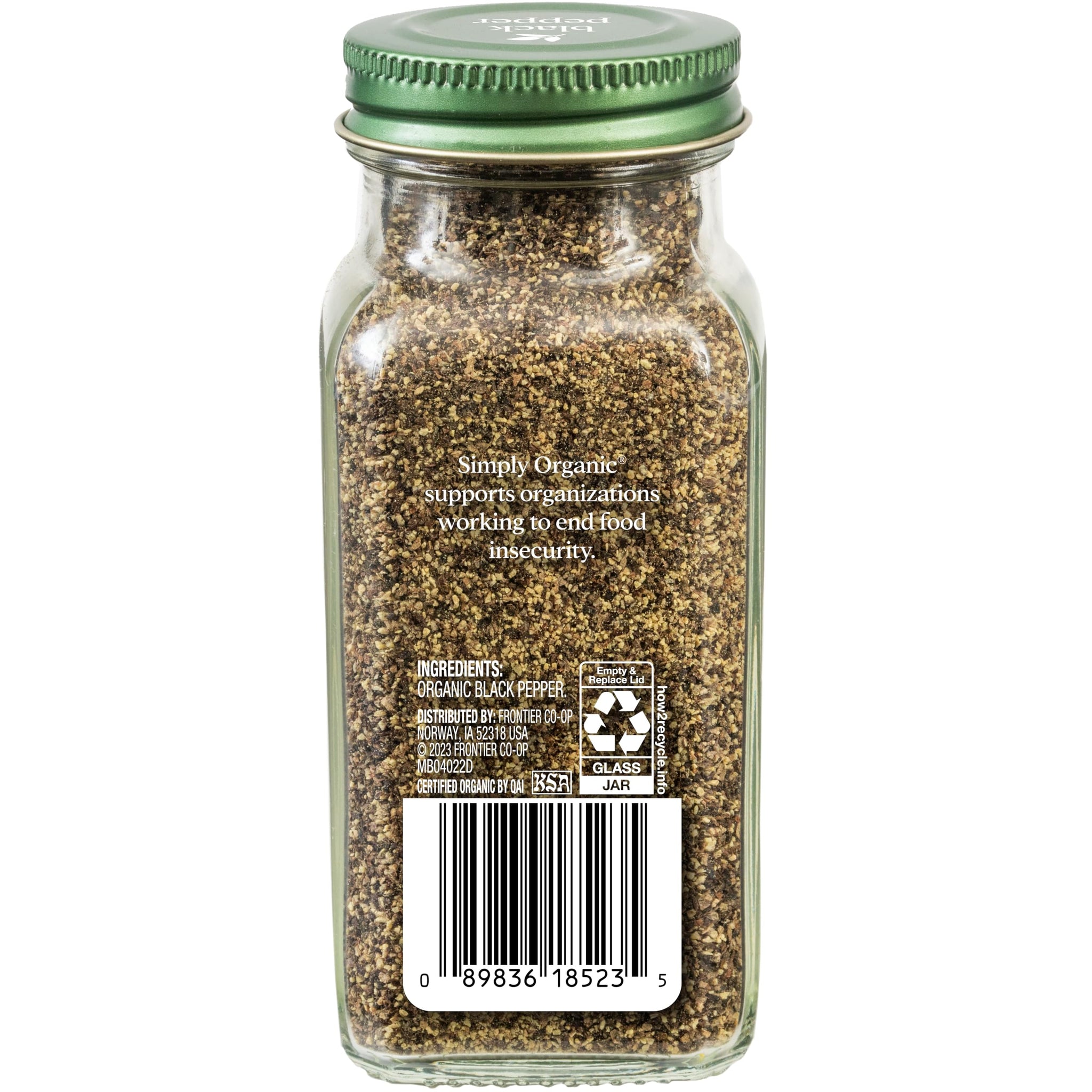 Simply Organic Ground Black Pepper, 2.31-Ounce Jar, Medium Ground Pepper, Certified Organic, Kosher, Potent Pepper Taste