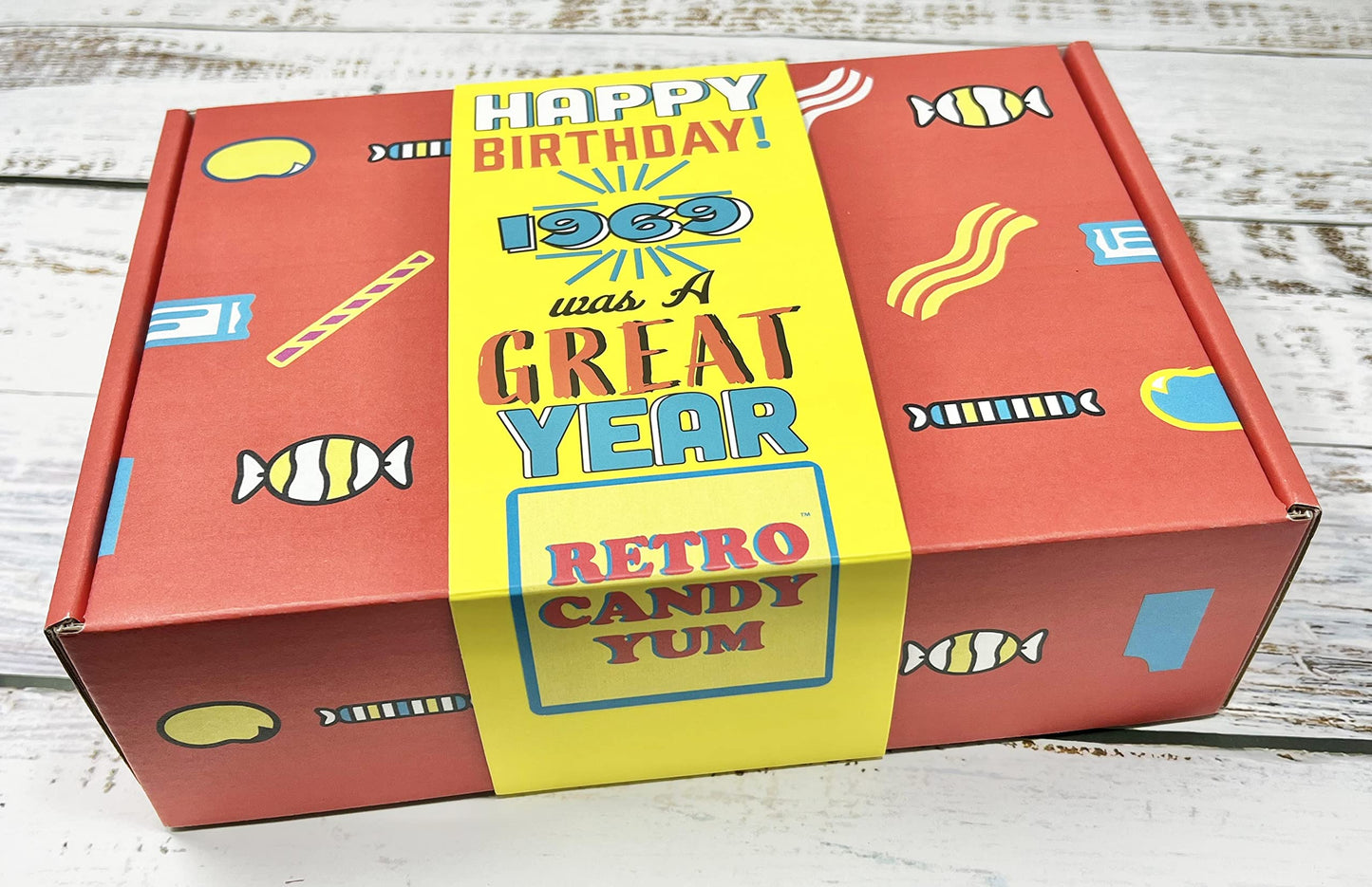 RETRO CANDY YUM ~ 1969 57th Birthday Gift Box Nostalgic Candy Assortment from Childhood for 57 Year Old Man or Woman Born 1969 Jr