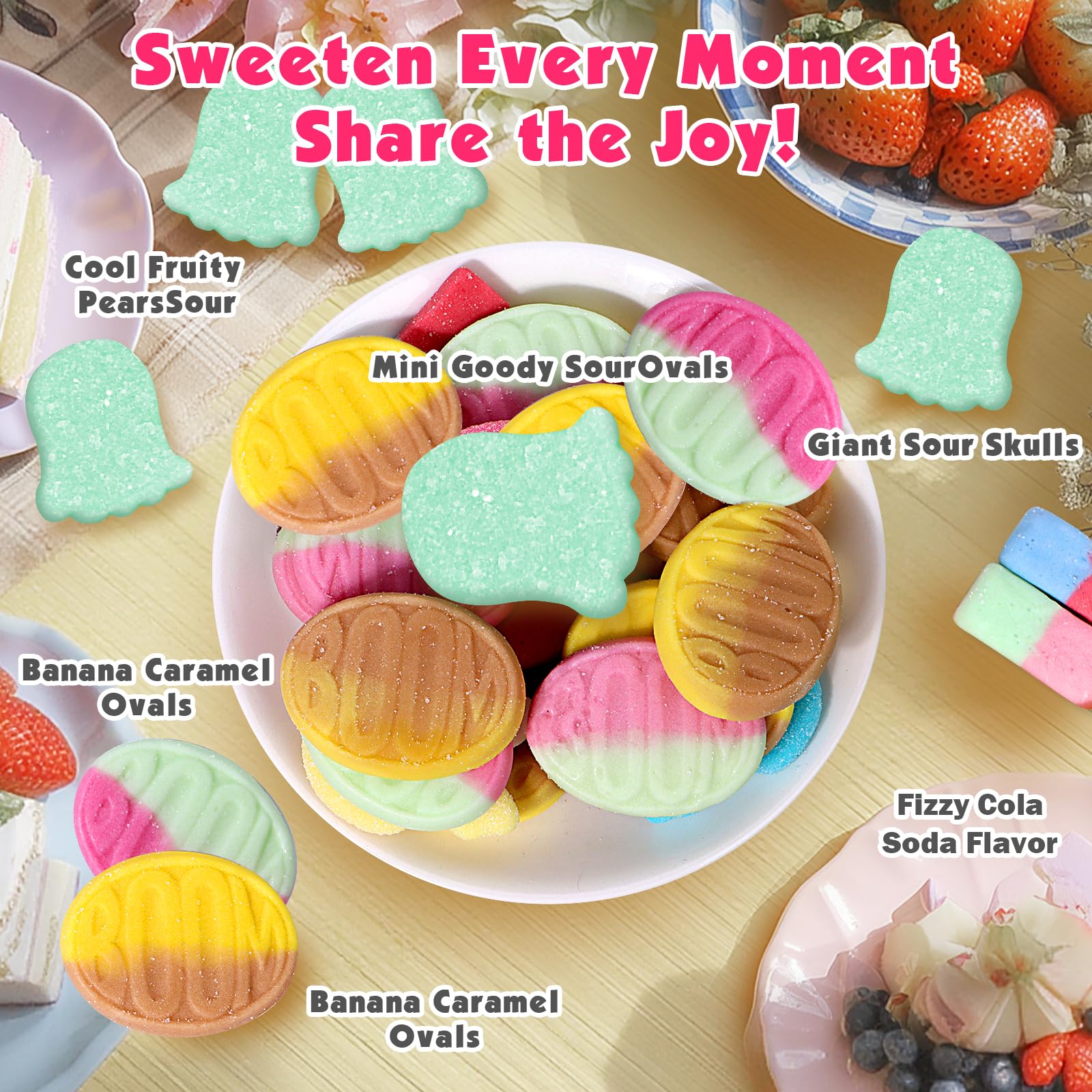 Swedish Candy Mix - Sour Gummies & Gummy Skulls, Vegan Chewy Candy Variety - Imported Scandinavian Treats in 8oz Resealable Bag - Fruity, Bouncy