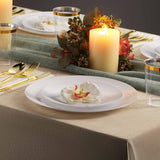 Munfix 100 White Plastic Plates Set, 50 Pcs 10.25 Inch Dinner and 50 Pcs 7.5 Inch Plastic Dessert Plates, Elegant Fancy Heavy Duty Disposable Plates