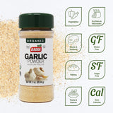 Badia Organic Garlic Powder, 3 oz - Premium Garlic Powder, Freshly Ground & Flavorful