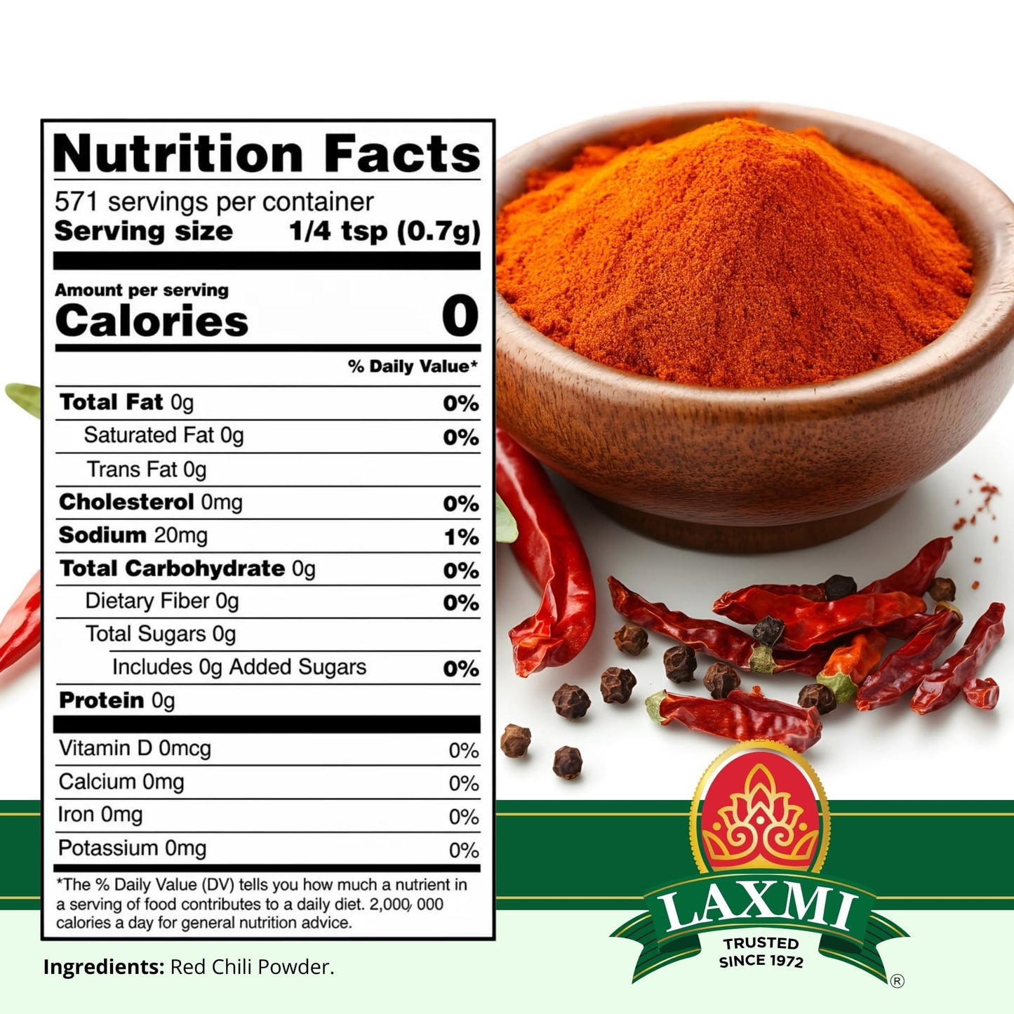LAXMI Xtra Hot Kashmiri Chili Powder - Authentic Indian Red Chili Seasoning - NON-GMO & Natural - 14 oz Cooking Spice