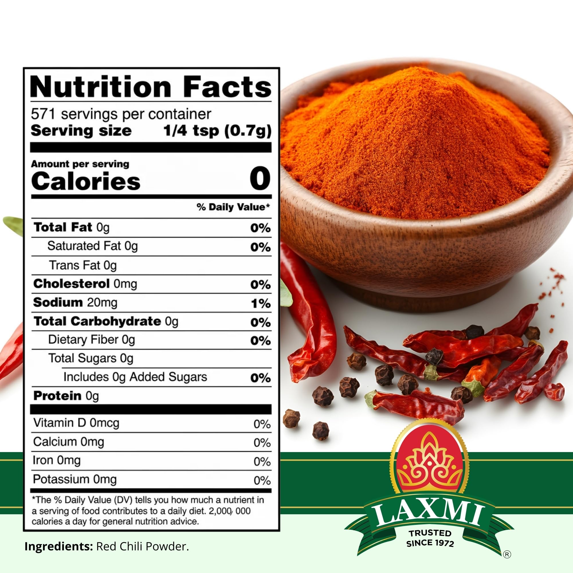 LAXMI Xtra Hot Kashmiri Chili Powder - Authentic Indian Red Chili Seasoning - NON-GMO & Natural - 14 oz Cooking Spice