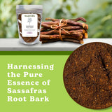 Nelson’s Tea - Sassafras Root Bark Ground - Caffeine Free - Aromatic Sassafras Albidum - Freshly Packed in a Resealable Bag for Lasting Freshness