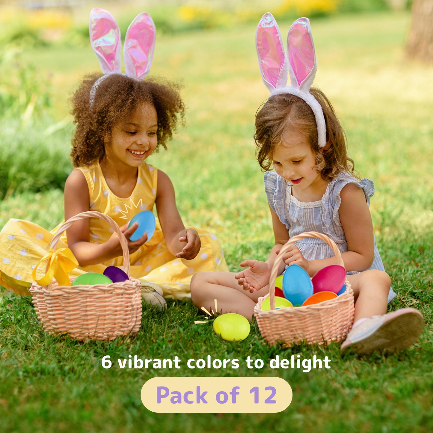 PREXTEX 3.5” Unfilled Easter Eggs, 12 pcs Empty Plastic Eggs Fillable with Candy, Presents for Toy Basket - Easter Decorations, Toy Egg Basket - Boys