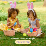 PREXTEX 3.5” Unfilled Easter Eggs, 12 pcs Empty Plastic Eggs Fillable with Candy, Presents for Toy Basket - Easter Decorations, Toy Egg Basket - Boys