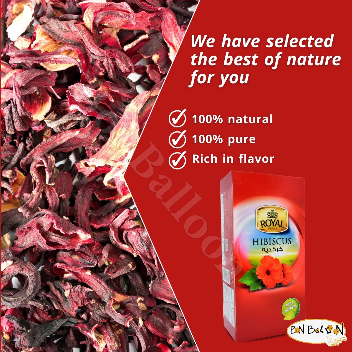 Royal Natural Hibiscus Flower Tea Bags Pure Natural Dried Roselle Egyptian Herbal Caffeine Free Egypt Aswani Aswan Chai Hybiscus Hibscus Tea's