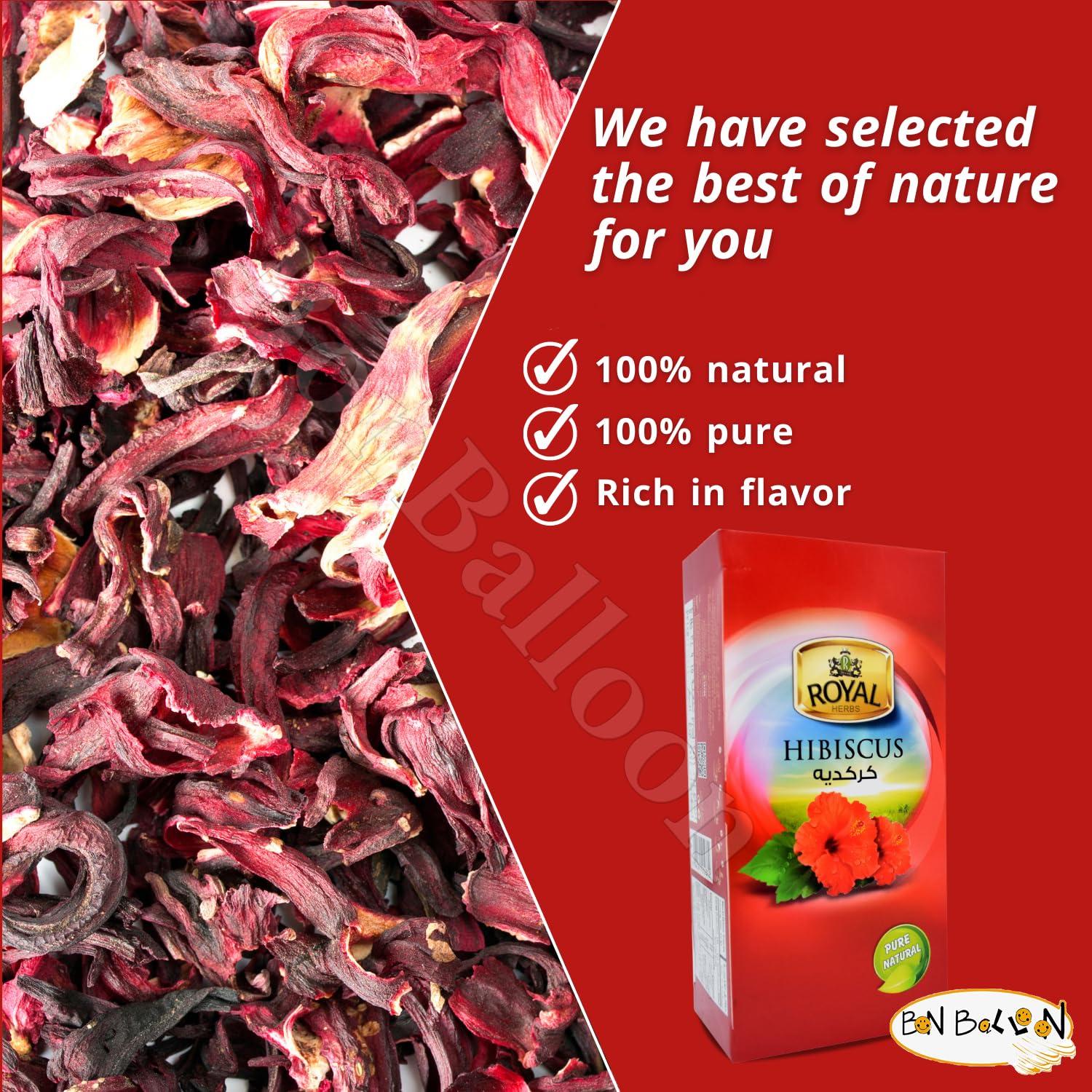 Royal Natural Hibiscus Flower Tea Bags Pure Natural Dried Roselle Egyptian Herbal Caffeine Free Egypt Aswani Aswan Chai Hybiscus Hibscus Tea's