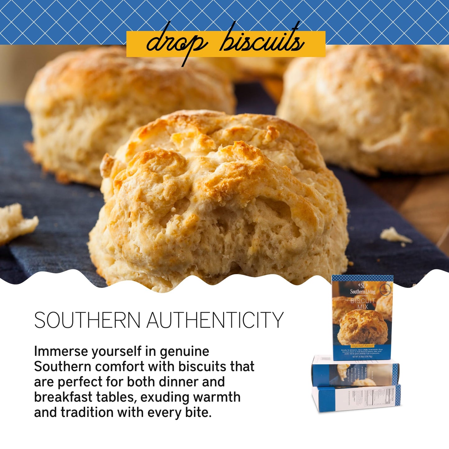 Southern Living Gourmet Original Biscuit Mix, Easy-to-Bake Delight, Dinner Biscuits, Breakfast Biscuits, Baking Mix, Pantry Staple, Makes 10 Biscuits