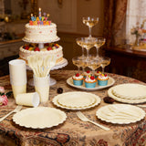 200Pcs Ivory Paper Plates and Napkins, 9’’and 7’’ Disposable Scalloped Cream Party Plates Cups Napkins Forks Set Party Supplies for Baby Shower Bridal