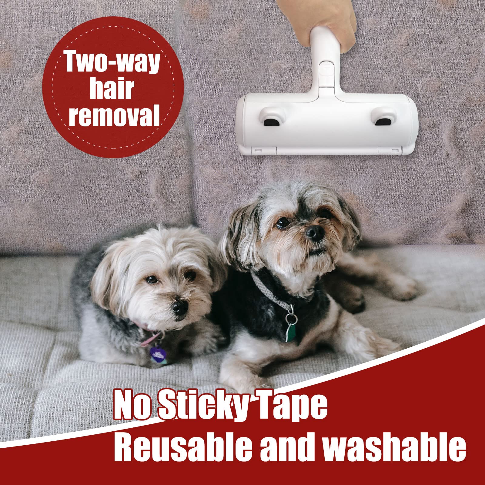 Cincofelia Pet Hair Remover Reusable Lint Roller for Cat and Dog Lint Remover for Pet Hair for Furniture, Couch, Bedding, White&cream