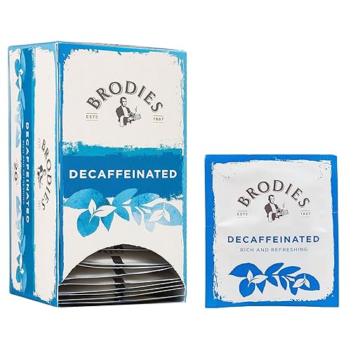 Brodies Tea, Decaffeinated Black Tea Imported from Scotland, Box of 20 Tag and Envelope Bags (Pack of 1)