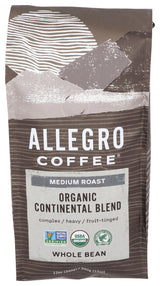 Allegro Coffee Organic Continental Blend Whole Bean Coffee, 12 oz