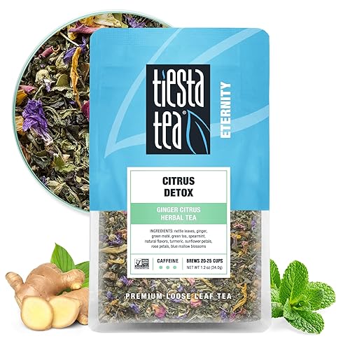Tiesta Tea - Ginger Citrus Herbal Loose Leaf Tea, Lemon Ginger Tea with Mint and Chamomile, Caffeine-Free, Brew Hot or Iced, Makes Up to 25 Cups