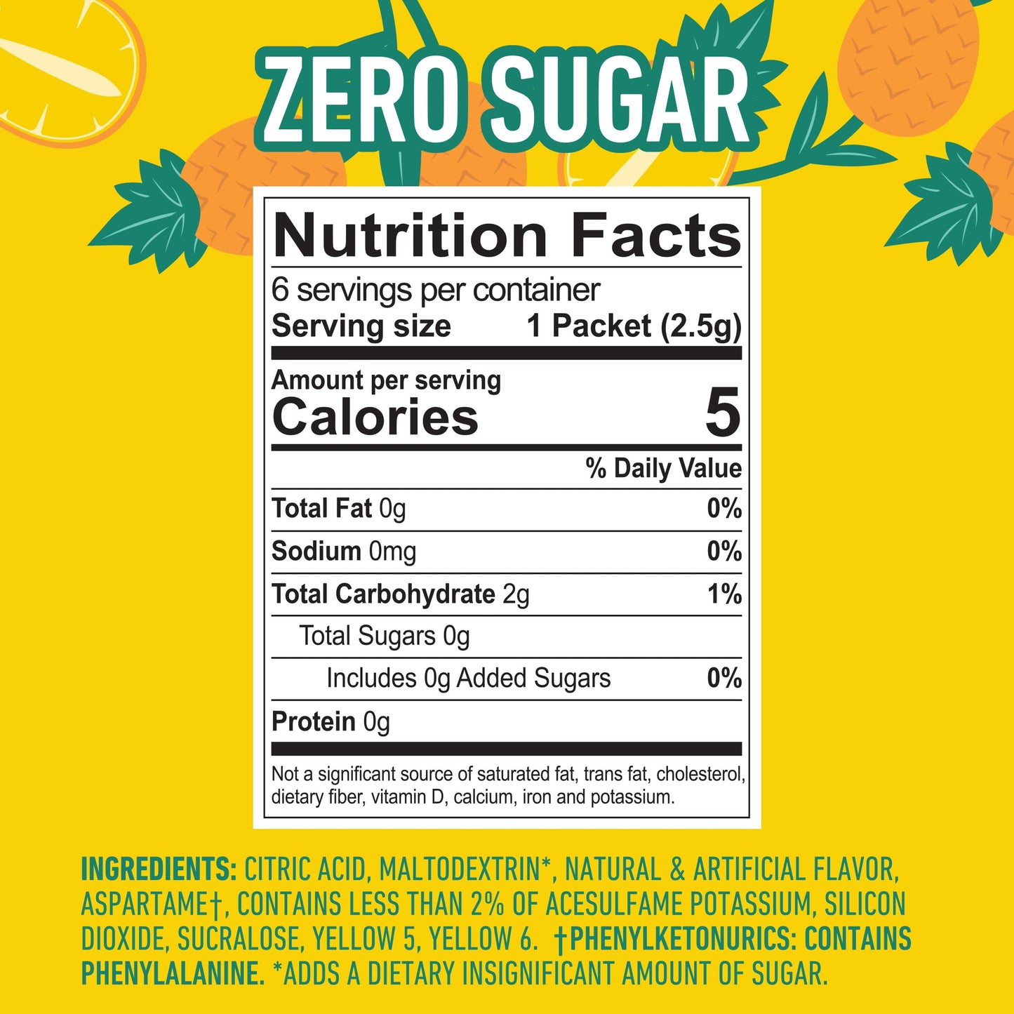 Crush- Powder Drink Mix - Sugar Free & Delicious (Pineapple, 72 Sticks)