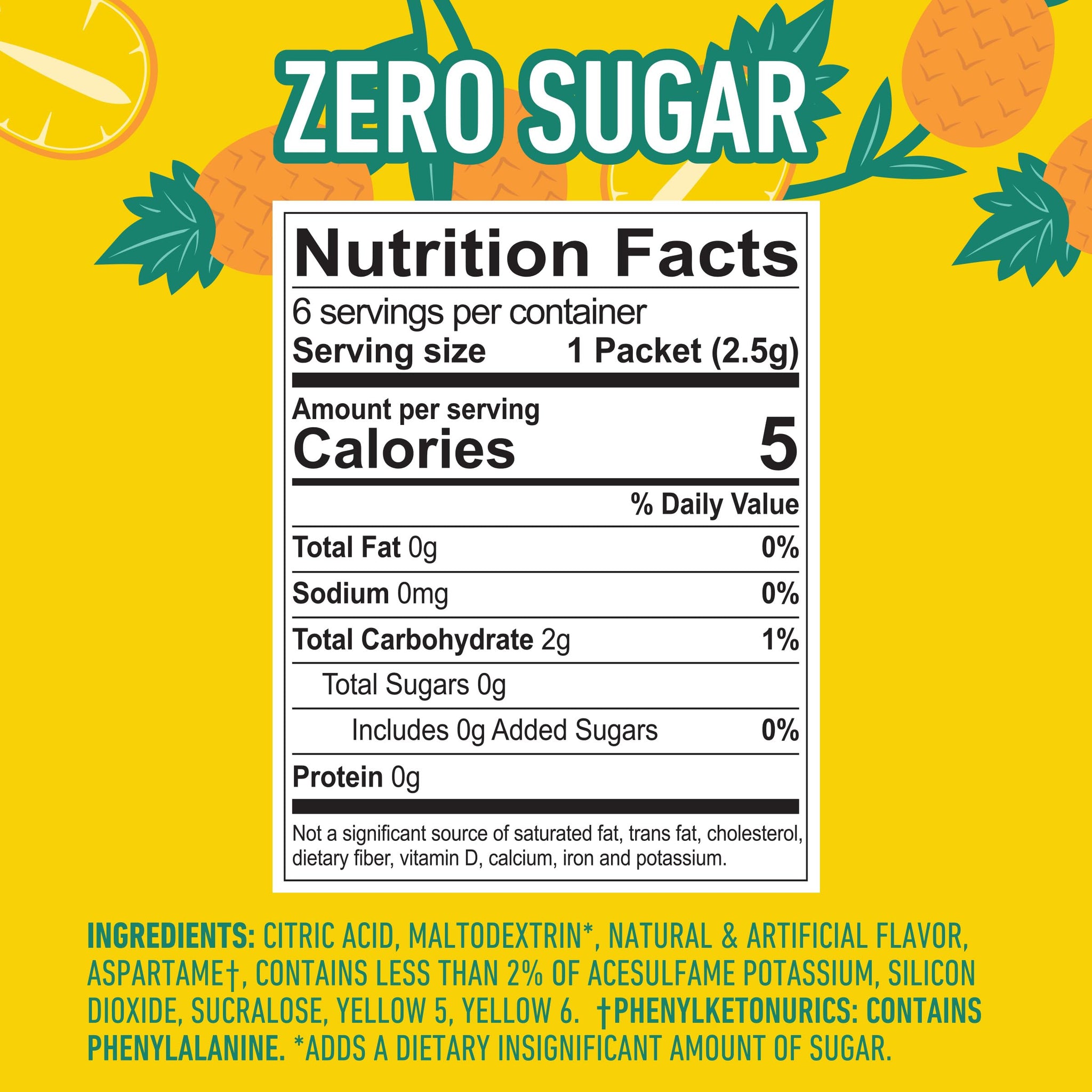 Crush- Powder Drink Mix - Sugar Free & Delicious (Pineapple, 72 Sticks)