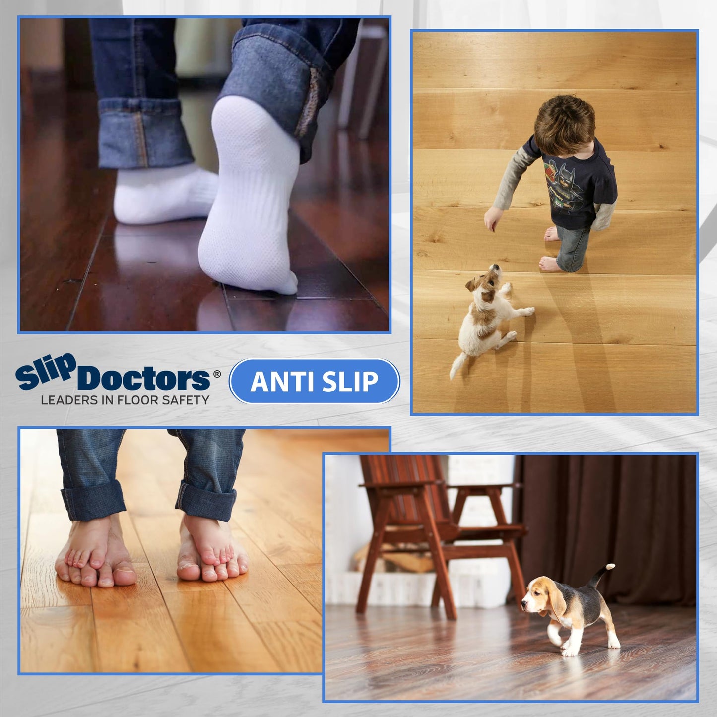 Floor Grip Anti-Slip Floor Finish (Gloss) for Vinyl, Wood, and Laminate - Clear Non-Slip Grip Coating to Fix Slippery Floors and Stairs