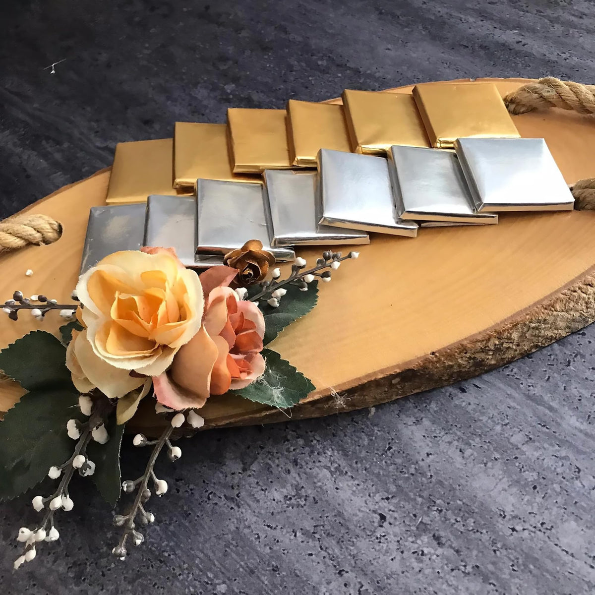 Luxury Square Dark Chocolate Gift - 145 Pcs (35.2 oz), Silver Foil Wrapped - Ideal for Wedding Favors, Baby Showers & Event Gifts