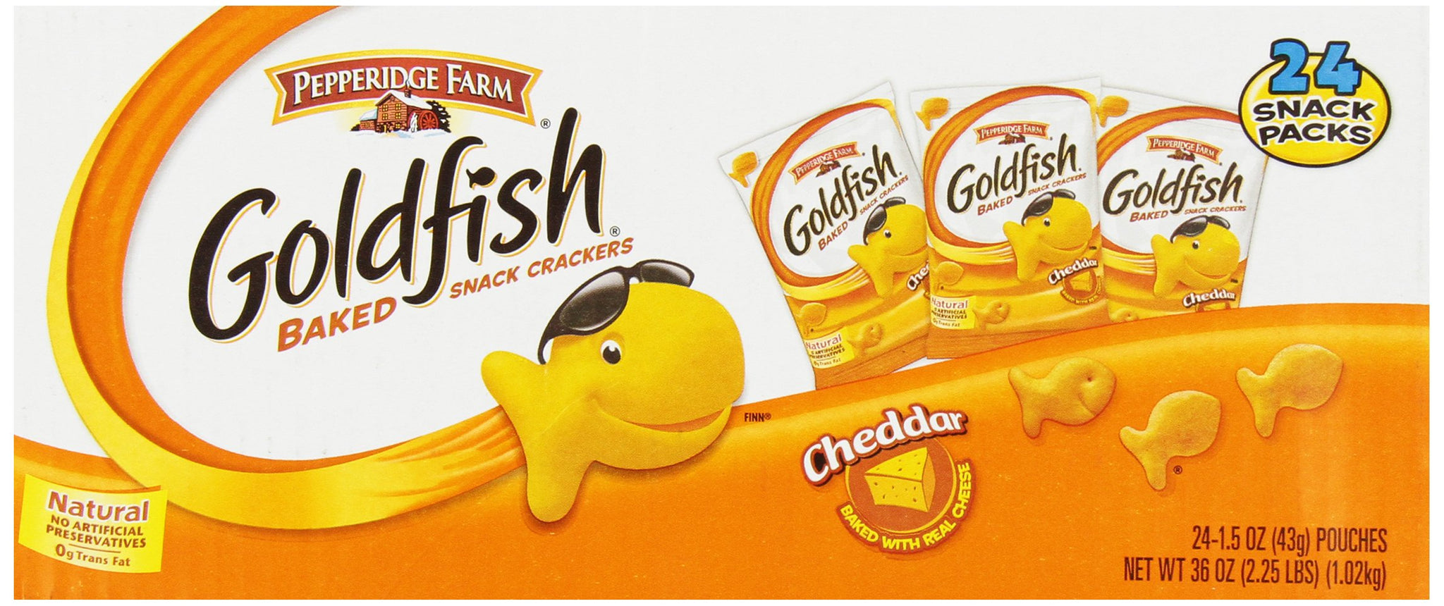 Pepperidge Farm Goldfish, Cheddar, 1.5 Ounce Bags (Pack of 24)