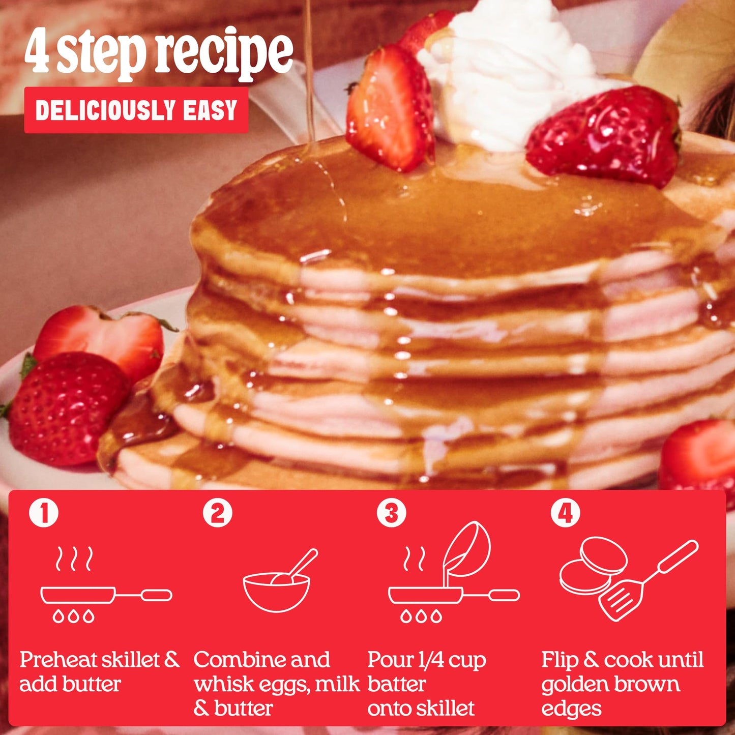 Cravings by Chrissy Teigen Gluten Free Pancake and Waffle Mix, Strawberry Mochi Pancakes & Waffles, Add Eggs, Milk, & Oil, Makes 18 Pancakes (Pack of 3)