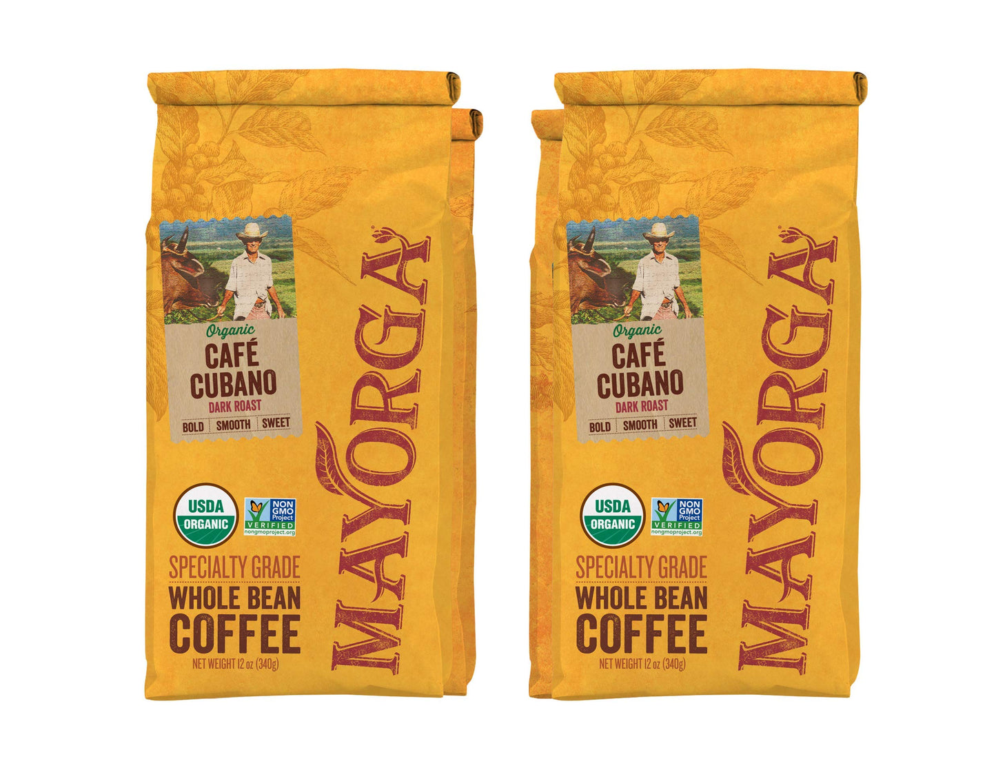 Café Cubano, 12 oz (Case of 6), Mayorga Organics, Whole Bean Coffee, Dark Roast, 100% USDA Organic Certified