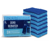RSLIFE Blue Scrub Sponges Pack of 6 - Dual-Sided Kitchen Sponges for Cleaning - Non Scratch for Dishes, Bathroom, Surfaces - Durable Dishwashing