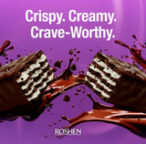 Roshen Johnny Krocker Dark Cocoa Wafers - 2.2 lb (1kg) Bulk Pack of Individually Wrapped Extra Crunchy Cocoa Wafers with Soft Milky White Cream