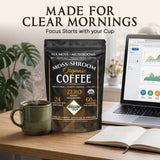 Elderwise Coffee with Mushrooms & Sea Moss - Lion's Mane, Chaga, Reishi & Cordyceps - 24 Servings - Healthy Coffee - Freeze Dried Instant - Chemical