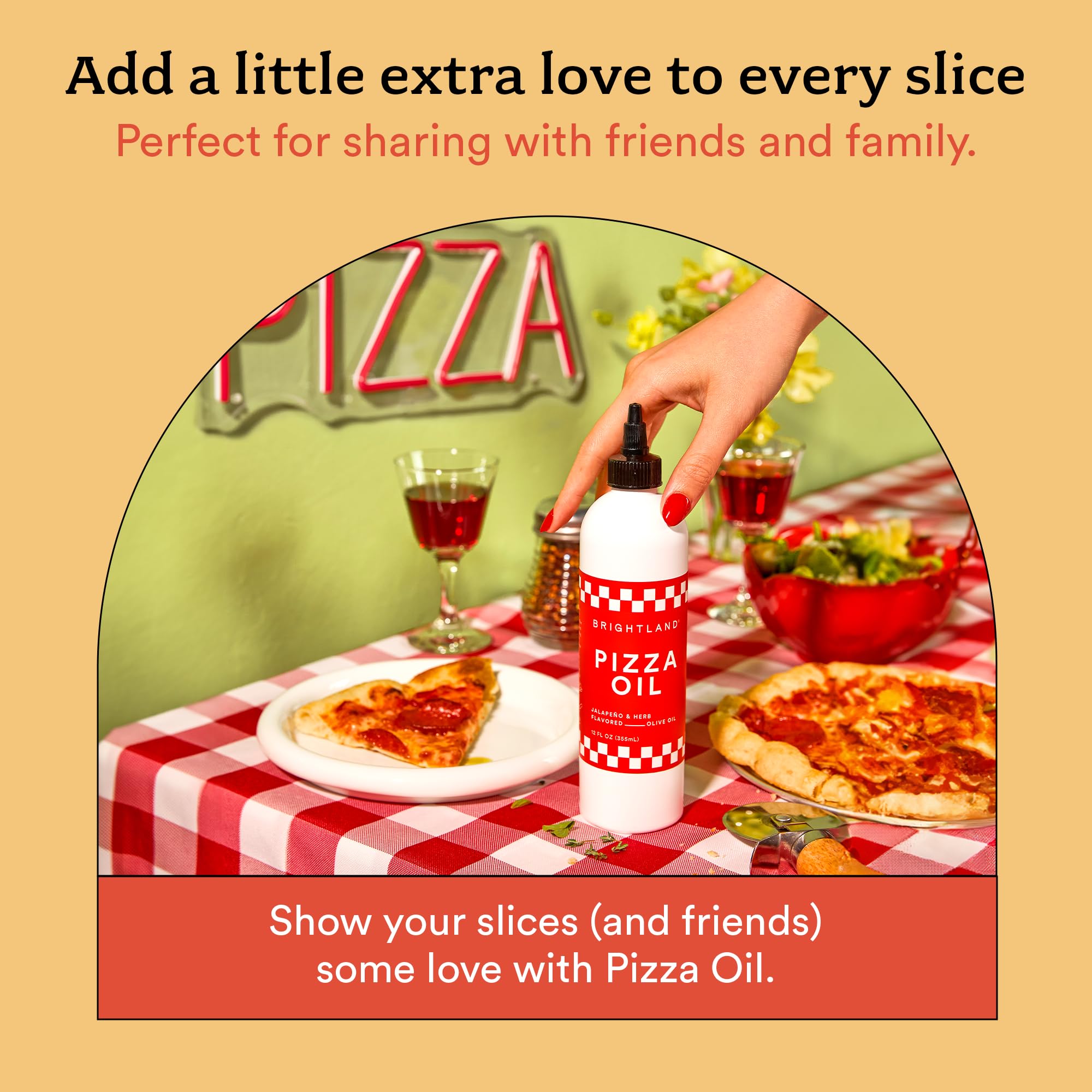 Brightland Pizza Oil with Extra Virgin Infused Olive Oil - Herbaceous Oil for Dipping & Dressing - Premium Jalapeño & Herb Flavor Cold-Pressed Oil