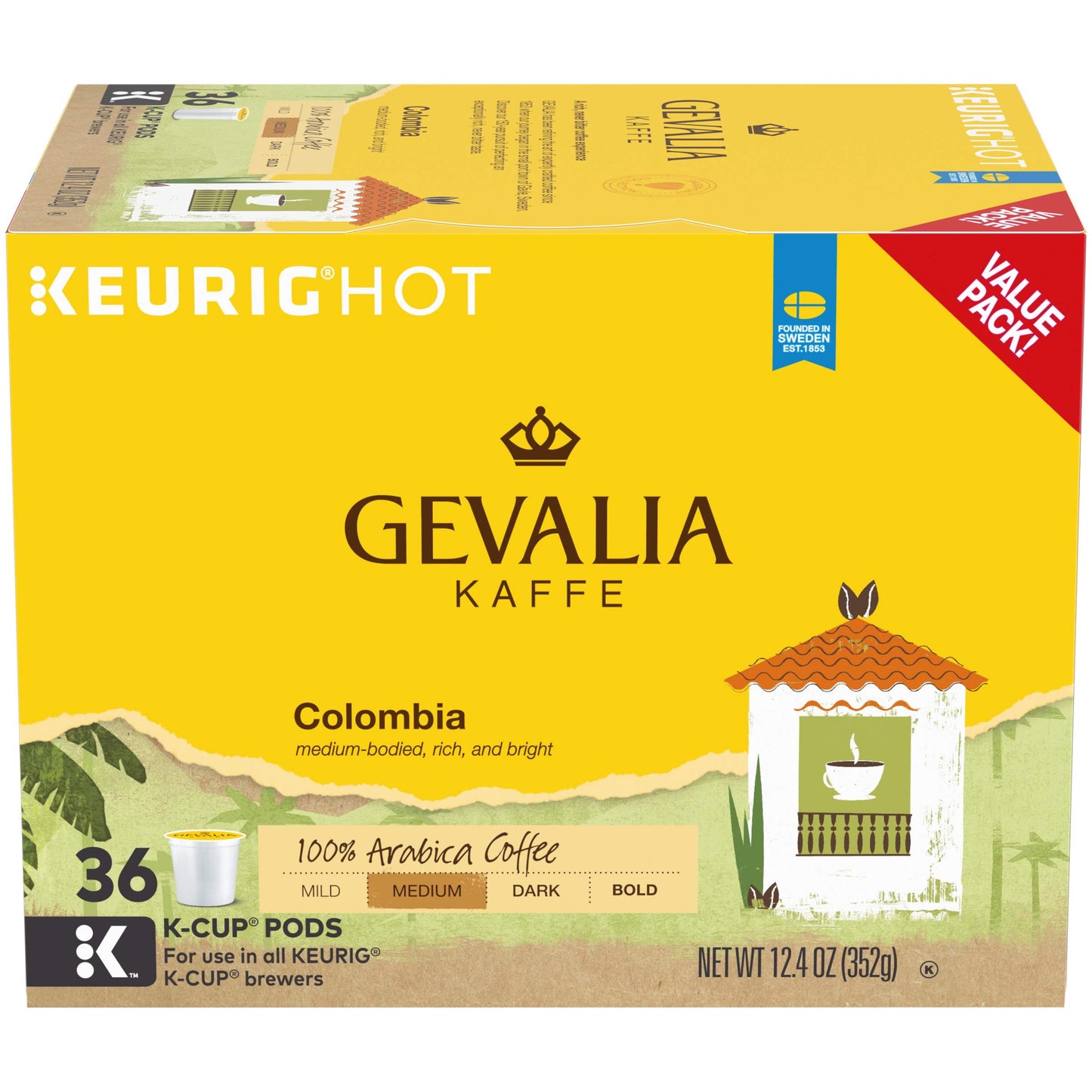 Gevalia Kaffe Colombian Blend Medium Roast K-Cup Coffee Pods (36 Pods)