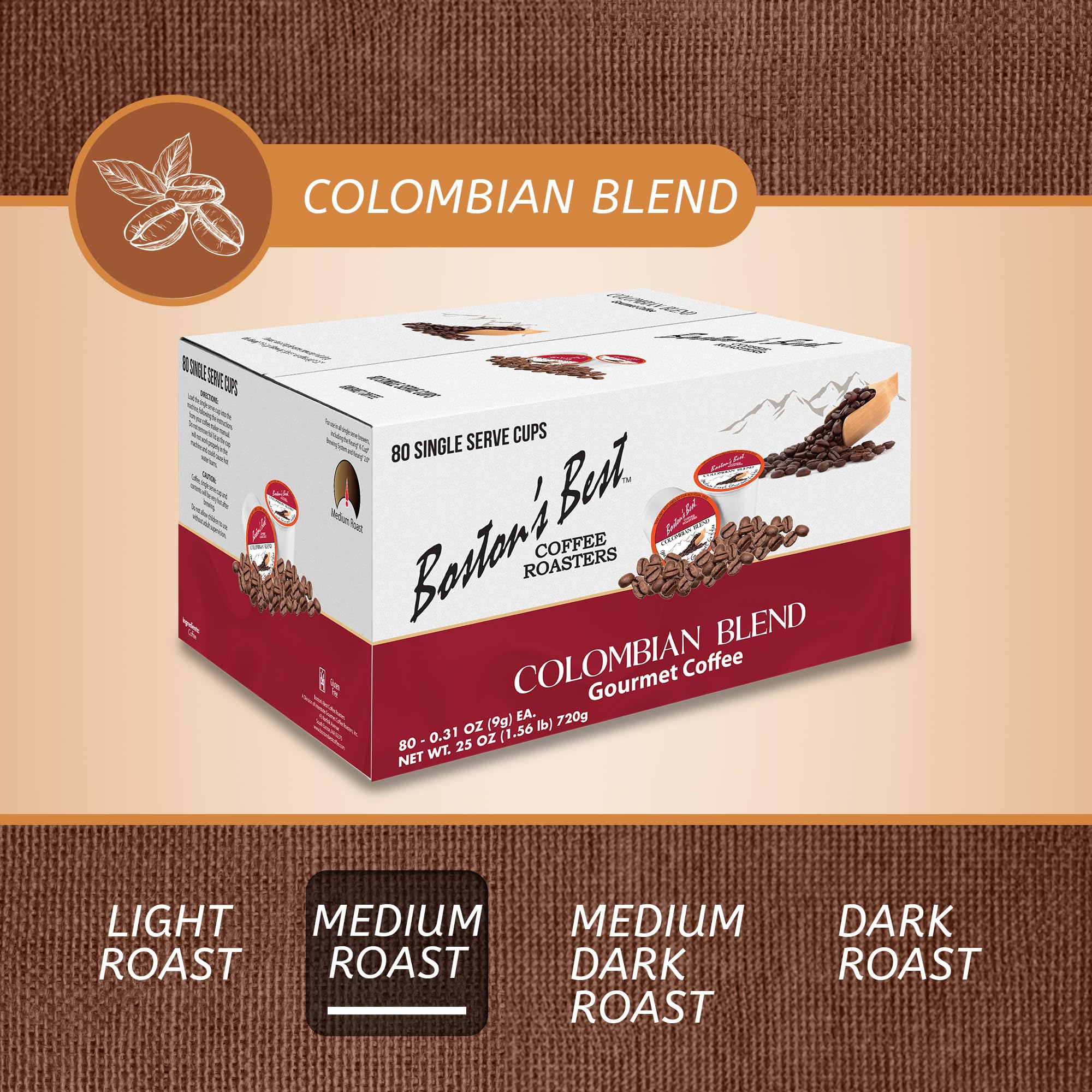 Boston’s Best - Colombian Blend Delectable Gourmet Coffee, Bold Medium Roast Compatible with Keurig Coffee Maker - 1 Count (80 Single Serve Cups)