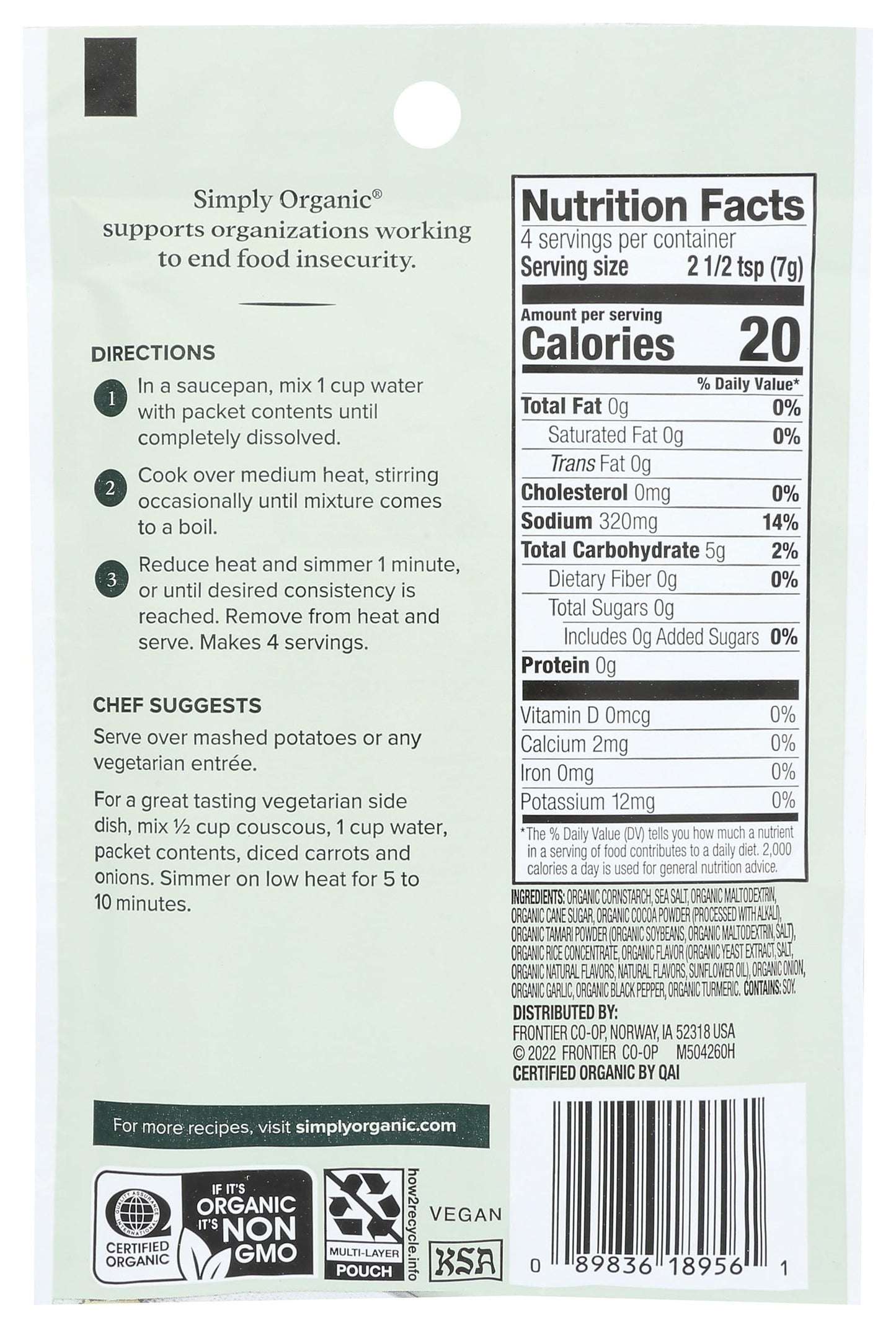 Simply Organic Brown Gravy Mix, Vegetarian, 1 Ounce