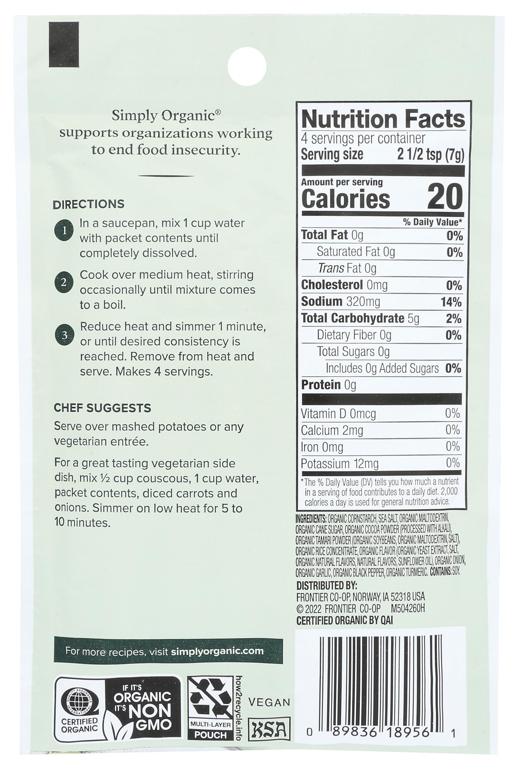 Simply Organic Brown Gravy Mix, Vegetarian, 1 Ounce