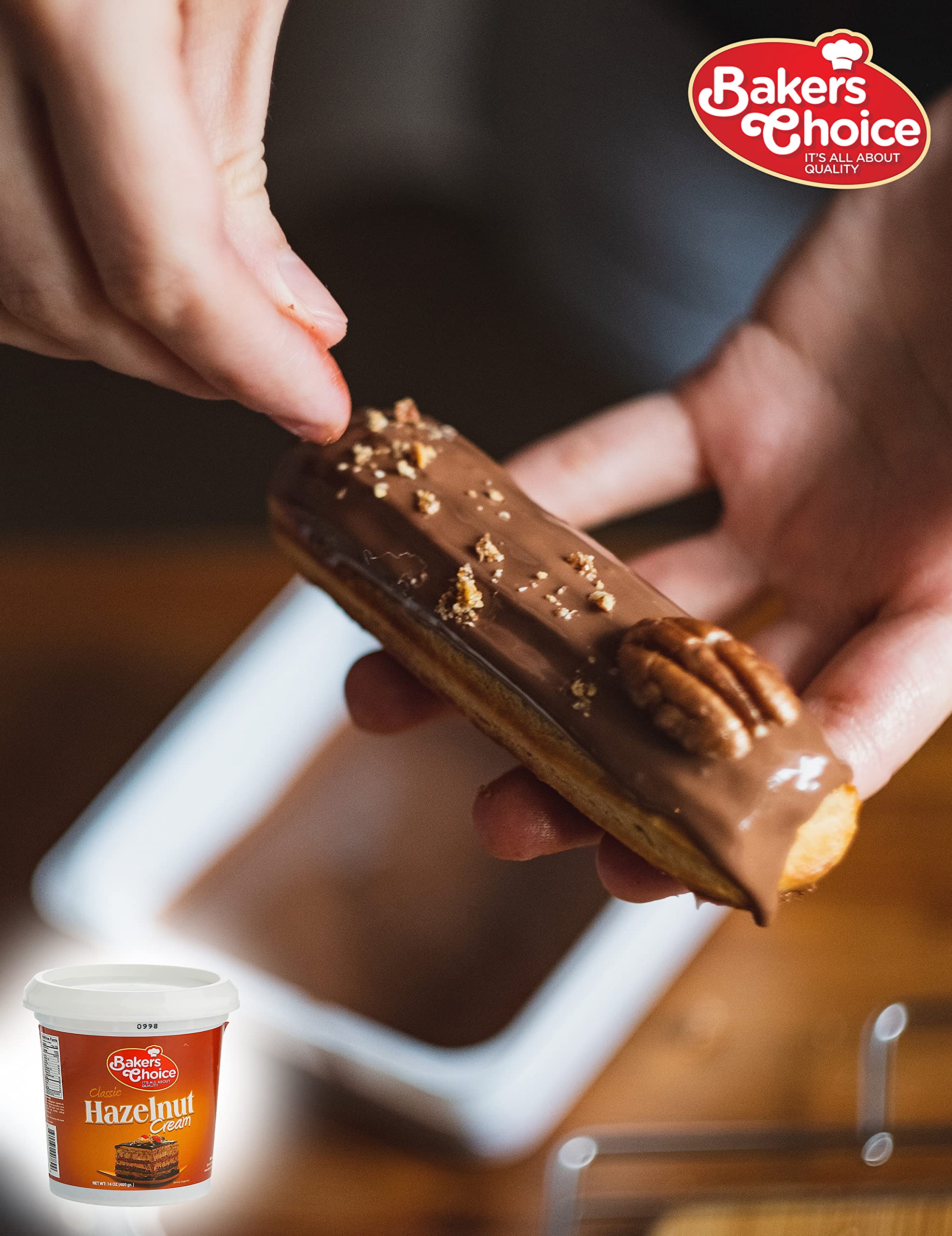 Hazelnut Spread Pastry Filling, 14 oz. - Hazelnut Cream - Cake Filling, Donut and Dessert Topping and Spread - Baking Ingredient For Cakes, Ice Cream