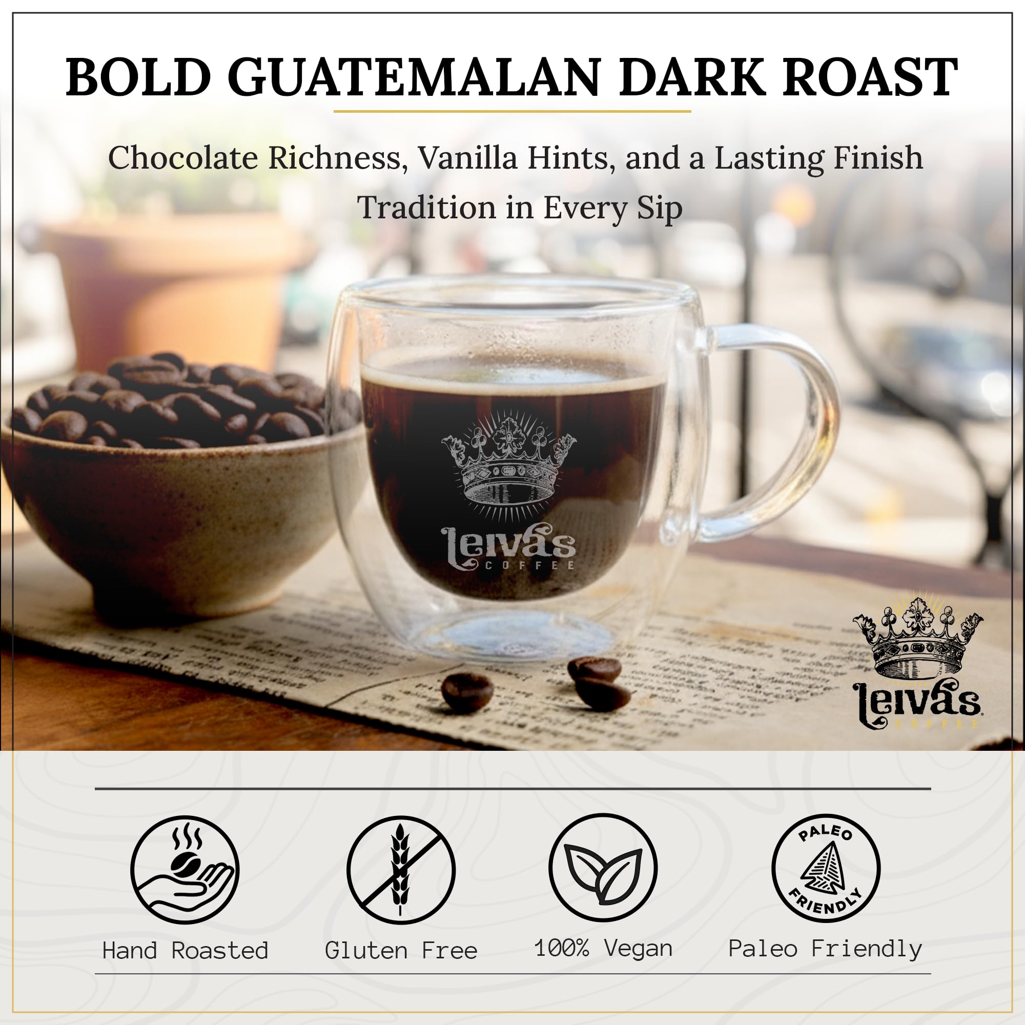 Leiva’s Dark Roast Whole Bean Coffee (8 Oz) - Freshly Roasted, Micro-Lot Guatemalan Beans - Abuelo Fuerte Whole Beans w/Chocolate & Caramel Notes