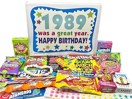 RETRO CANDY YUM ~ 1989 37th Birthday Gift Ideas Nostalgic Candy Assortment from Childhood 37th Birthday Gifts for Men and Women 1989 Candy Box