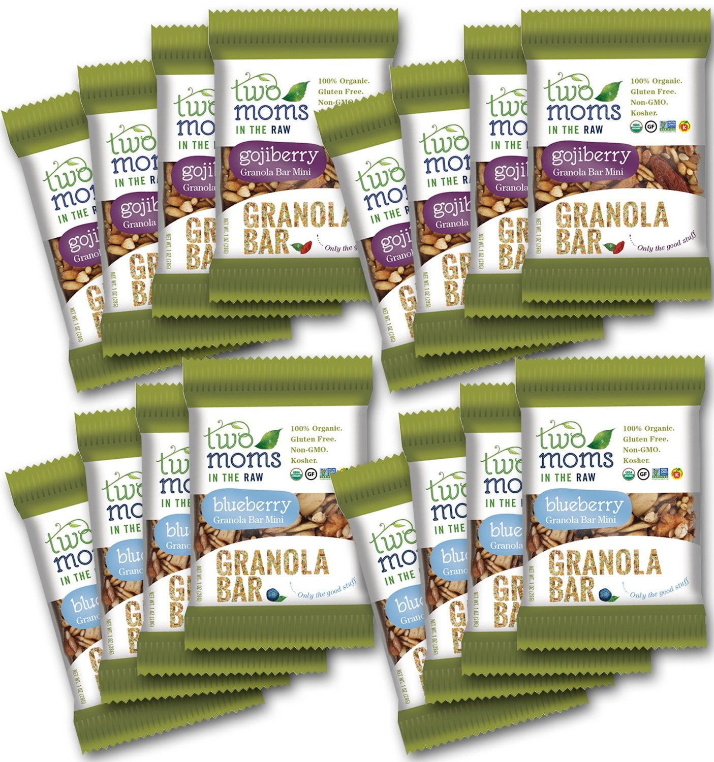 Two Moms in the Raw Gluten Free Granola Bars, Super Good Organic, Variety Pack, 16 Count