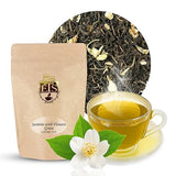 Jasmine with Flowers Green Tea | Loose Leaf Tea Pouch - 16oz Bulk Bag | Premium Floral Blend from Fujian China | Soothing Aroma | Steamed Green Tea |