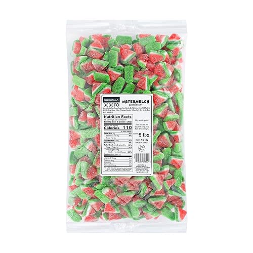Kervan Candy Bebeto Watermelon Slices - Fruity, Soft, Sweet & Sour Gummy Candy Bulk for Kids, Gift Snacks and Parties - Watermelon Slice Gummies Big