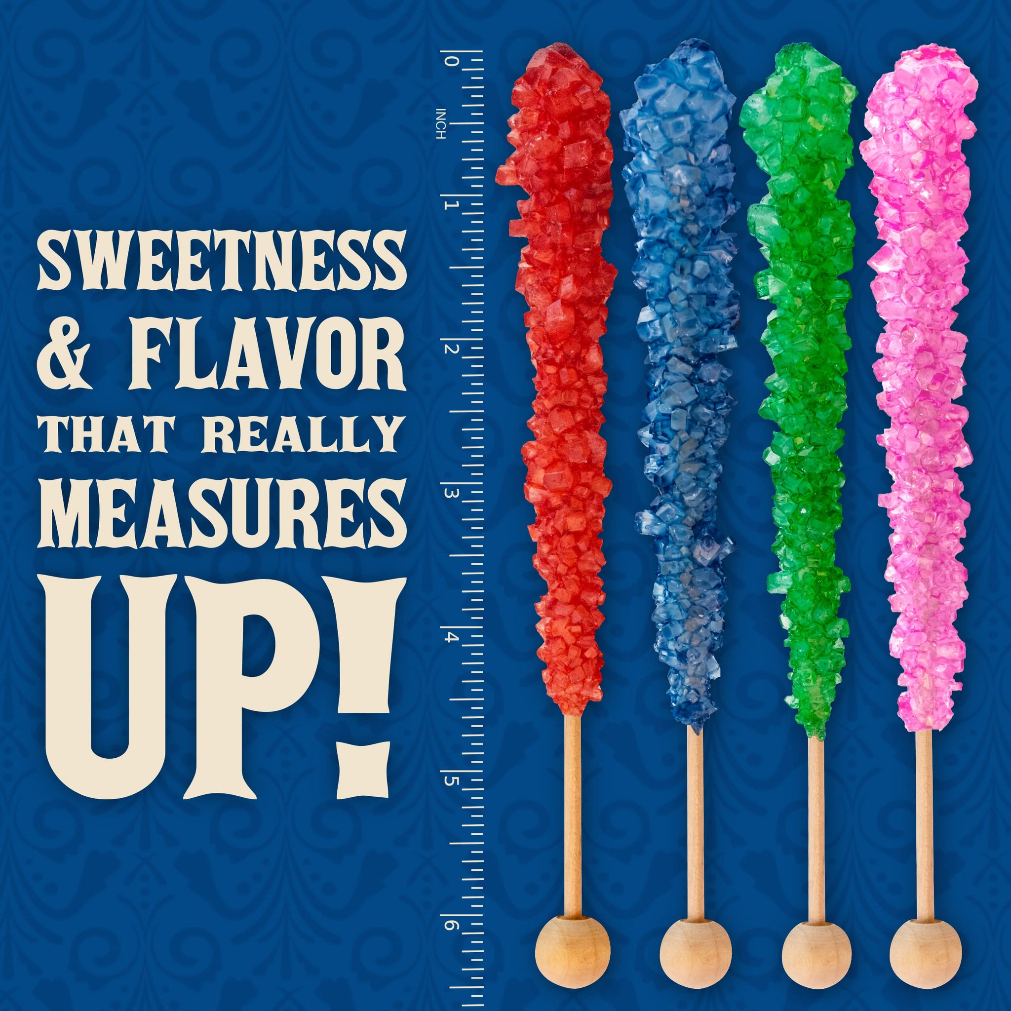 Boone's Mill | XL Rock Crystal Candy Sticks | Assorted Flavors | 36 Count